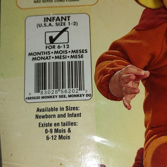 Rubies Infant Monkey Costume Sz 6-12m NWT - Picture 3 of 7